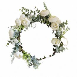 fi Women Lady Girls Wedding White Fr Wreath Tiara Headband Floral Garlands Hairband Hair Accories Bride Hair Jewelry g9Vi#