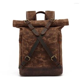 Backpack Luxury Vintage Canvas Backpacks For Men Oil Wax Rucksacks Travel Bag Large Waterproof Daypacks Retro Bagpack