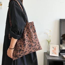 Evening Bags Vintage Women's Shoulder Bag Floral Prints Ladies Handbags Soft Large Capacity Tote Portale Female Cotton Fabric Shopper