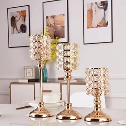 Candle Holders Golden Crystal Candlestick Home Decoration Wrought Iron Candlelight Dinner Props Wedding Decorations