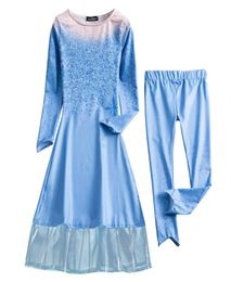 Dress Girls Printed Snow Queen Lace Dresses Pants Snowflake Suits Cosplay Party Costume2704845