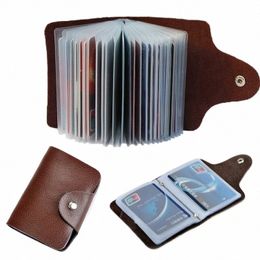 new Arrival Genuine Leather Busin Card Case Women's ID Bag Female Credit Card Holder 26 Bank Cards Slots For Men d9ks#