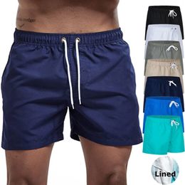 Mens Swim Trunks with Pockets Mesh Liner Summer Casual Beach Board Shorts Quick Dry Swimming Bathing Suit Swimsuit Swimwear 240416