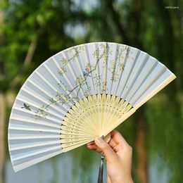 Decorative Figurines 2024 Bamboo Antique Folding Fan Chinese Style Printed Summer Female Dance Portable Elegent Flower Hand Held