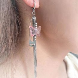 Dangle Earrings Long Fringes Stylish Butterfly Drop Alloy Pendant