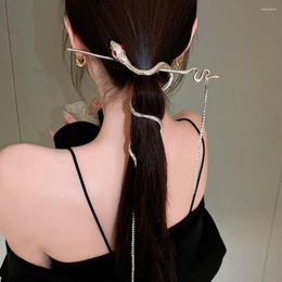 Hair Accessories Korean Elegant Winding Snake Shaped Rhinestone Tassel Flashing Diamond Clip Hairpin Headdress For Girl