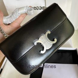 High end Designer bags for women Celli Original buckle chain underarm bag with silver buckle black cowhide shoulder bag fashionable original 1:1 with real logo and box