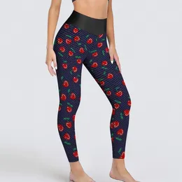 Women's Leggings Sweet Cherries Sexy Red Fruit Print Gym Yoga Pants Push Up Seamless Sports Tights Lady Vintage Design Leggins Present