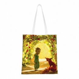 the Little Prince Shop Bag Women Canvas Shoulder Tote Bag Durable Le Petit Prince France Anime Groceries Shopper Bags Q0JT#