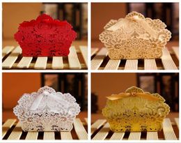 Laser Cut Hollow Lace Flower White Gold Red Candy Box Wedding Party Sweets Candy Gift Favour Favours Boxes3862767