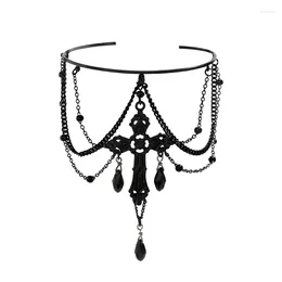 Link Bracelets Fashionable Crystal Armlet Gothic Crosses Pendant Arm Bangle Adornment For Women