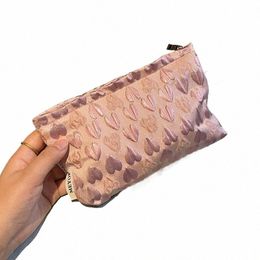 clutch Fi Sweet Three-dimensial Pink Love Cosmetic Bag Canvas Wing Bag Girl Travel Korean Versi MakeUp Storage Bags N49U#