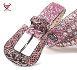 Wtern Rhinton Belts Strap Women Colourful Studded Skull Bling Fashion Pink Belt Simon62915948783641