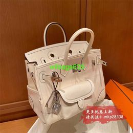 Cargo Totes Bk Cloth Handbag Handmade Cargo Platinum Bag 25cm Canvas Spliced with French Original Swift Cowhide Coffee Bag Handbag have logo HBT2ME