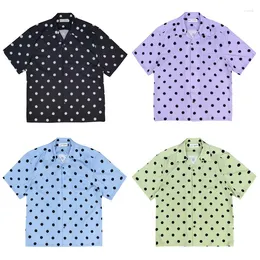 Men's Casual Shirts 2024ss Summer Wave Point Printing WACKO MARIA Hawaii Short Sleeve Men Woman High Quality Top Tees