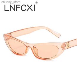 Sunglasses LNFCXI Cute Sexy Retro Cat Eye Sunglasses Women Small Black White Triangle Vintage Cheap Ladies Sun Glasses Red Female UV400 Y240416