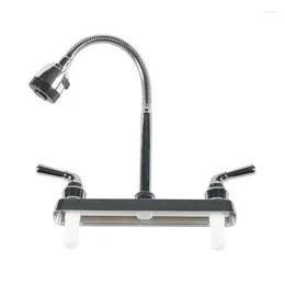 Kitchen Faucets RV Faucet Dual Handles Sink Replacement High Arc Swivel 360 Degree Rotatable Sprayer For Outdoor Use In