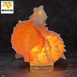 Lamps Shades Diy Luminescent Battery Sea Urchin Shell Small Night Light Sea Snail Light Retro Bedside Table Atmosphere Light Q240416