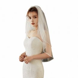 2023 New Style Beading Bridal Veils Fi Handmade Diamd Wedding Accories Two Layer With Hair Comb Short Bridal Veil h8OP#