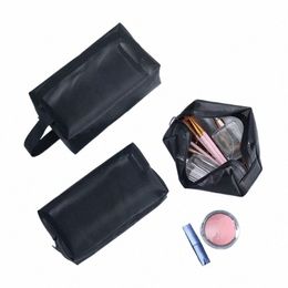 mesh Transparent Cosmetic Bags Small Large Clear Black Makeup Bag Portable Travel Toiletry Organiser Lipstick Storage Pouch 72YU#