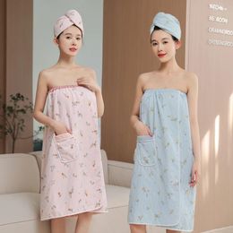 Towel The Fabric Bath Skirt Can Be Worn For Home Use And Wrapped Women's Bathroom Absorbent Dry Hair Hat Two-Piece