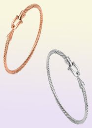 Fashion Jewelry Rose gold Silver Color Cuff Bracelets Charm Stainless Steel Thin Cable Wire Pulseira Jewelry Bracelets For Women9191438