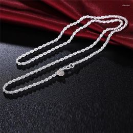 Chains 40-60cm Wholesale 925 Sterling Silver Rope Chain 3mm Fashion Cute Women Men Link Necklace Jewellery For Pendant