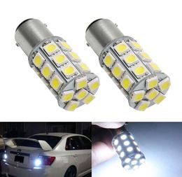 2X1157 BAY15D P215W BAZ15D P214W BA15D 5050 27 SMD Auto LED White Red 12V 24V ship boat truck van Car Brake Stop Tail light lamp9525266