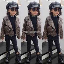Girl Casual Winter Lovely Style Down Coat PU Kids Warm Printed Down Children Outerwear Solid Colour Girl Clothings8131662
