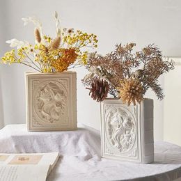 Vases Nordic Flowers Vase Ceramic Carving Ceramics Flower Pot 15x13x5cm Home Arrangement Desktop Living Room Decor