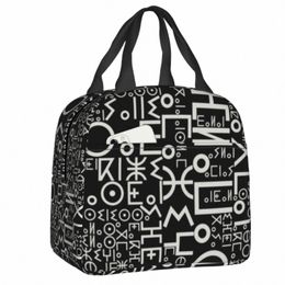 imazighen World Flag Amazigh Alphabet Tifinagh Lunch Bag Cooler Thermal Insulated Lunch Box for Women Kids School Food Bags Q4mj#