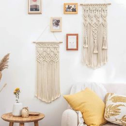 Tapestries 2 PCS Macrame Boho Tapestry Wall Hanging Hand-woven Home Accessories Nordic Art Tassel Apartment Dorm Room Decoration