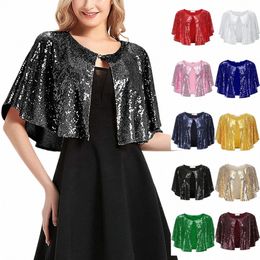 women Sparkling Sequin Shawl Lady Glitter Wraps Shrug Party Cape Club Dance Bolero Flapper Cover Up for Evening Prom Dr P3e7#