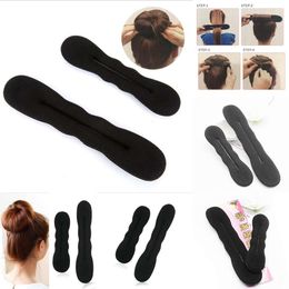 New Multi Size Sponge Black Styling Bun Curler Maker Ring Magic Foam Donut Twist Tool Hair Clip 17.5Cm And 22.5Cm