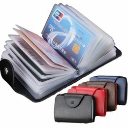 24-bits PU Card Bag Busin Card Storage Holder Portable Anti-theft ID Credit Card Bags Vintage Colorful Wallets for Women Men J8LF#