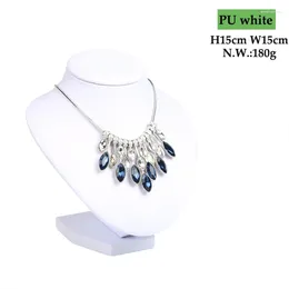 Jewelry Pouches FashionModel Show Exhibitor 6 Options PU White Leather Display Woman Necklaces Pendants Mannequin JewelryStand Organizer