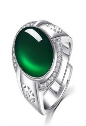 Luxury Green Jade Emerald Gemstones Diamonds Rings for Men White Gold Silver Colour Jewellery Bague Masculine Accessory Party Gifts4316660