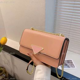 Womens Leather Wallet Designer Chain Flap Pra Bag Metal Triangle Sign Handbag Purse Fashion Letter Manetic Clasp Interal Zipper Pockets Shoulder Bags 7311