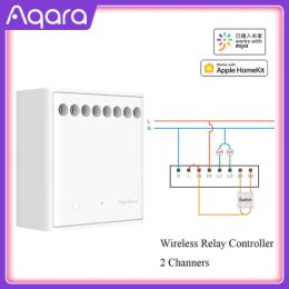 Products Original Mijia Aqara Twoway control module Wireless Relay Controller 2 channels Work For Mijia APP and Home kit