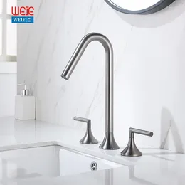 Bathroom Sink Faucets Three Hole Split Basin Faucet Household Gun Gray Black Washroom Washstand