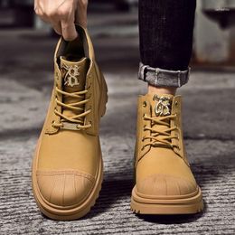 Boots Men High-top Quality Suede Leather Warm Winter Ankle 2024 Outdoor Work Shoes Walking