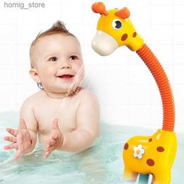 Giraff Electric Spray Water Squirt Sprinkler Baby Bath Toys Bathtub Dusch Pool Badleksak för spädbarn Bebis Toddlers Gift Y240417