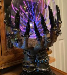 Creative Glowing Halloween Crystal Deluxe Magic Skull Finger Plasma Ball Spooky Home Decor 2206145647365