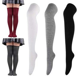 Sexy Socks Sexy Solid Colour Long Socks Women Over Knee Thigh High Over The Knee Stockings Lolita Ladies Girls Warm Knee Thigh Socks 240416