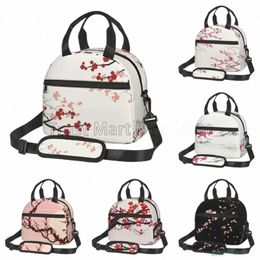 japanese Sakura Cherry Blossoms Insulated Lunch Bags for Women Girls Resuable Thermal Cooler Bento Box for Work School Picnic i0lq#