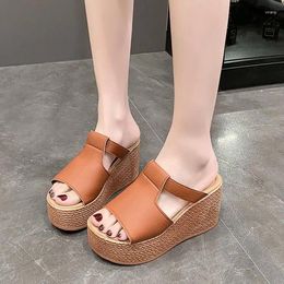 Slippers 2024 Fashion Wedge Women's Summer Platform Solid Color Light And Comfortable Shoes For Women