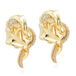 Stud Earrings Twisted Art Ladies Fashion Wholesale 18k Gold Filled Classic Cz Wedding Friends Gift Jewellery Boucle