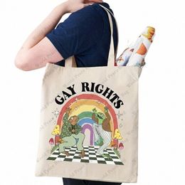 frog & Toad Pattern Casual Canvas Tote Bag, Shop Bag, Reusable Foldable Storage Tote Bag Handbag gay pride shoulder bag 77zY#