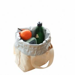 drawstring Canvas Insulated Lunch Bag Thicken Aluminium Foil Thermal Bento Box Tote Cooler Handbags Picnic Food Dinner Ctainer d4Gt#