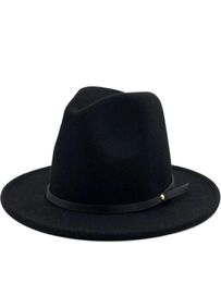 Simple Women Men Wool Vintage Gangster Trilby Felt Fedora Hats With Wide Brim Gentleman Elegant Lady Winter Autumn Jazz Caps4687789390616